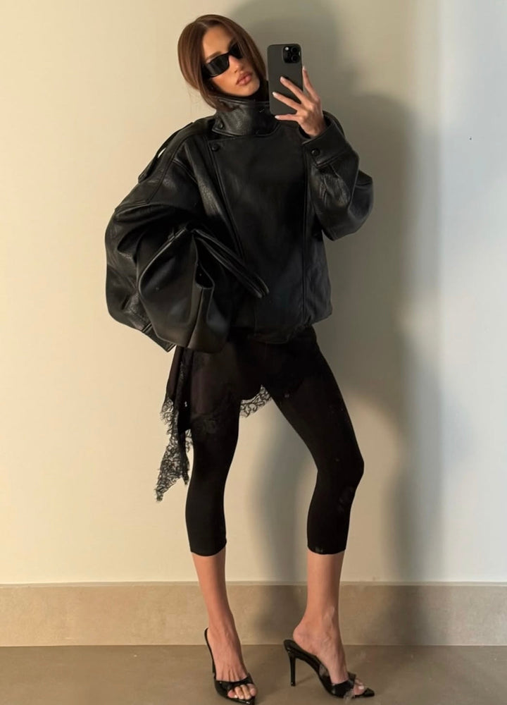 Jutta — Women’s Oversized Faux Leather Biker Jacket