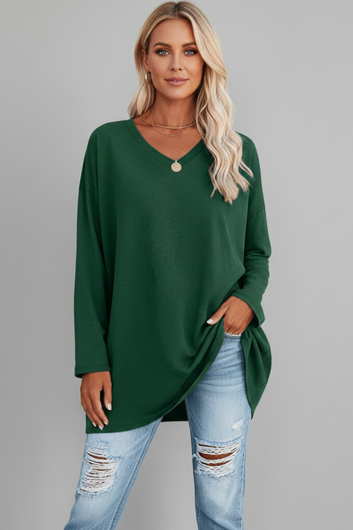 Hattie — V-Neck Long-Sleeve Top