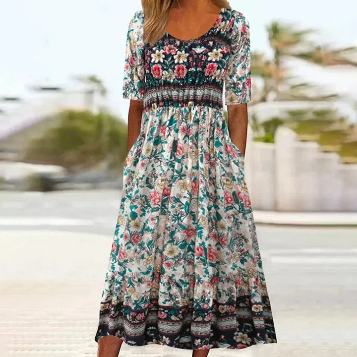 Marnie — Boho Square-Neck Midi Dress