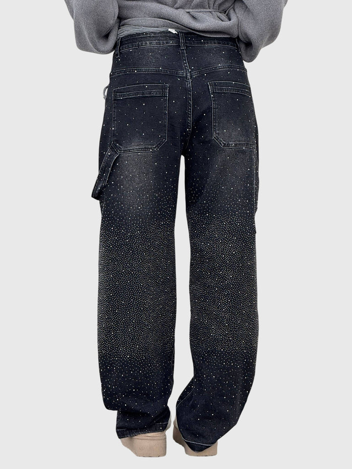 Kimberly — Embellished Wide-Leg Jeans