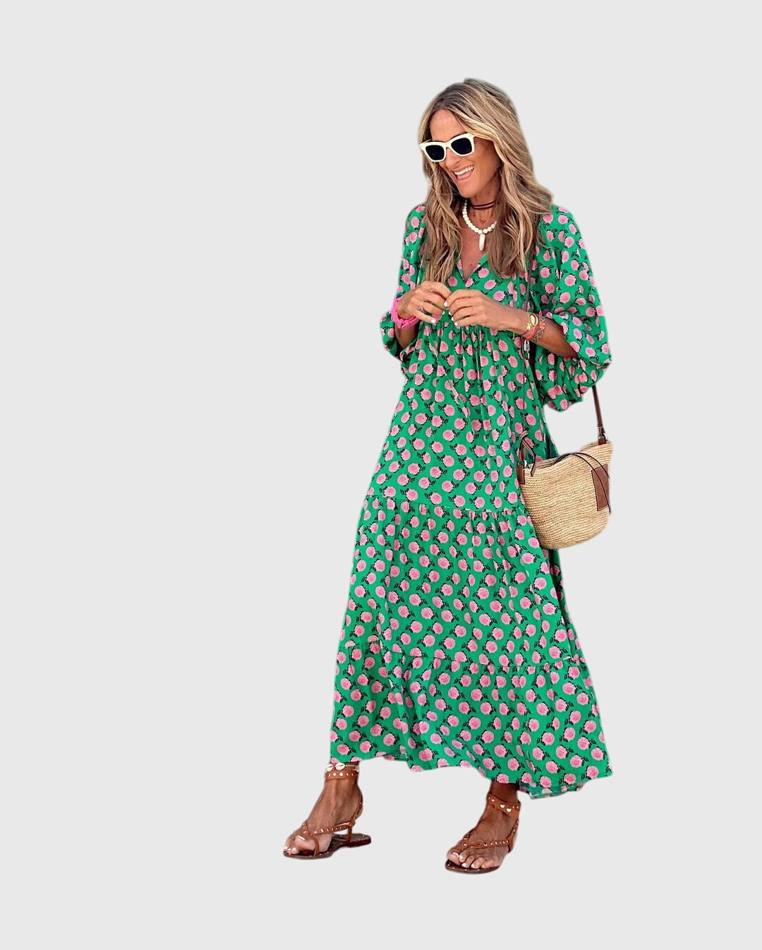 Selina — Boho-Print Maxi Dress