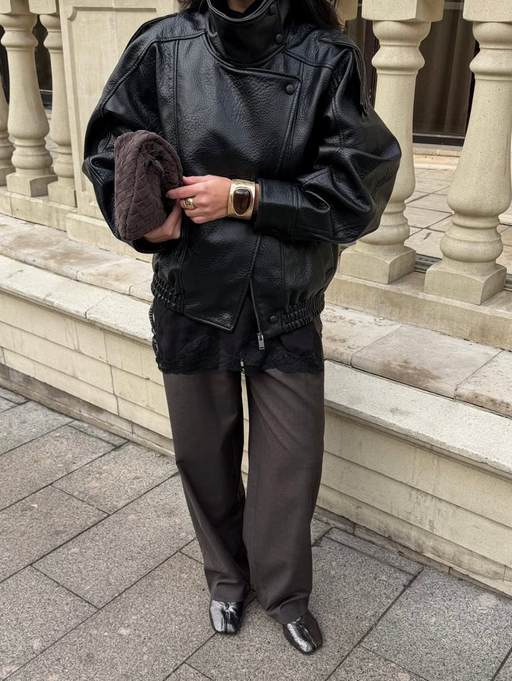 Jutta — Women’s Oversized Faux Leather Biker Jacket