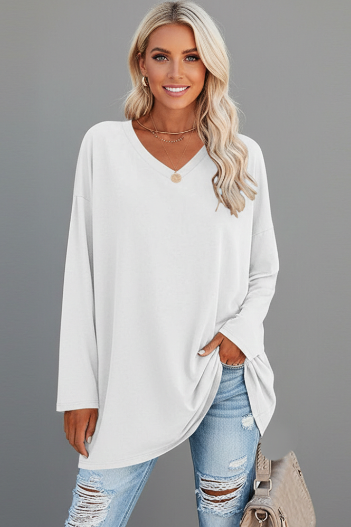 Hattie — V-Neck Long-Sleeve Top