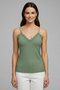 Winsome — Lace-Panel V-Neck Top