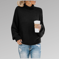 Delyth — Women's High-Neck Draped Knit Sweater