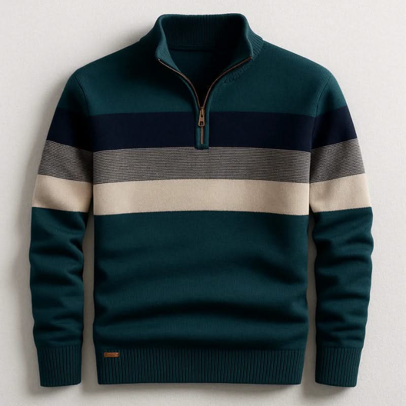 Wes — Striped Quarter-Zip Pullover