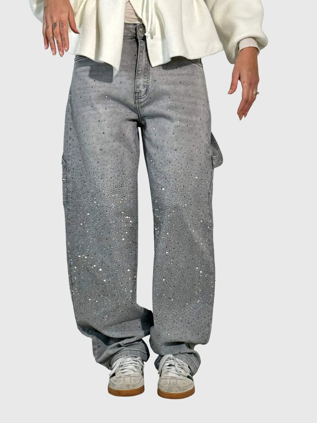 Kimberly — Embellished Wide-Leg Jeans