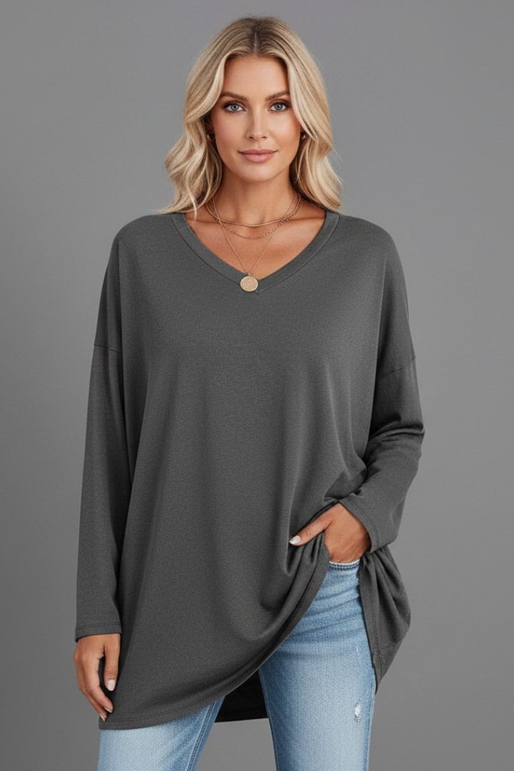 Hattie — V-Neck Long-Sleeve Top
