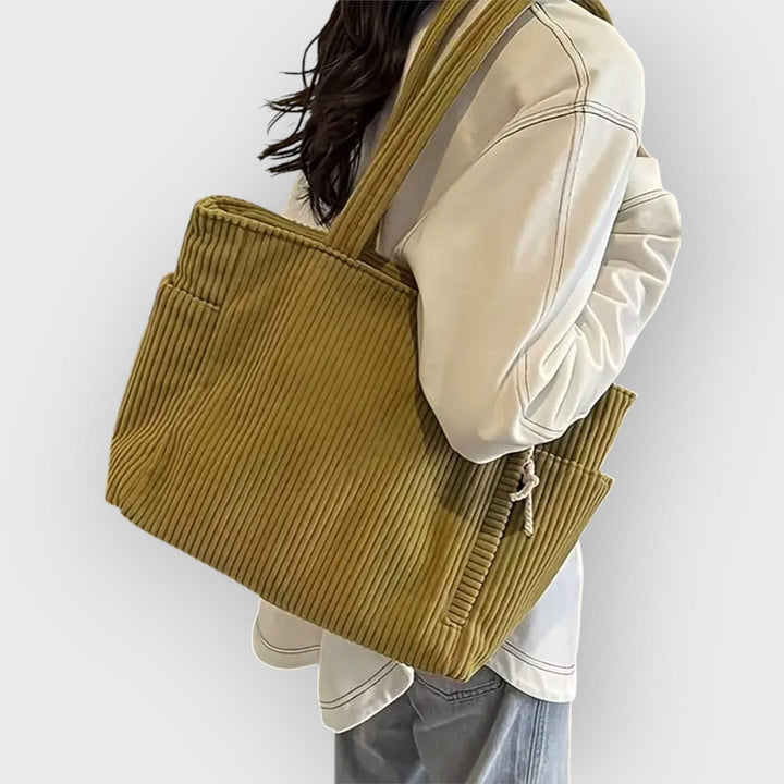 Corduroy Rope-Detail Tote
