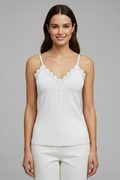 Winsome — Lace-Panel V-Neck Top