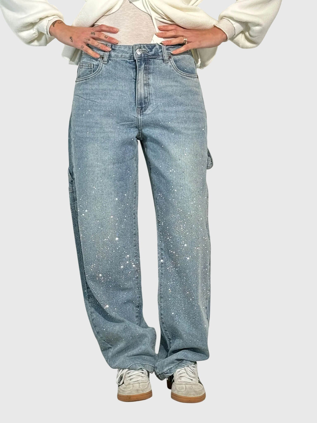 Kimberly — Embellished Wide-Leg Jeans