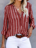 Sunniva — Vertical Stripe Long-Sleeve Blouse