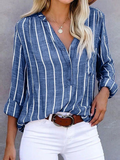 Sunniva — Vertical Stripe Long-Sleeve Blouse