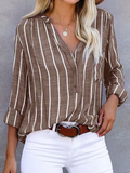 Sunniva — Vertical Stripe Long-Sleeve Blouse