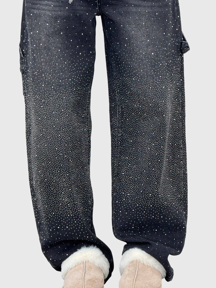 Kimberly — Embellished Wide-Leg Jeans