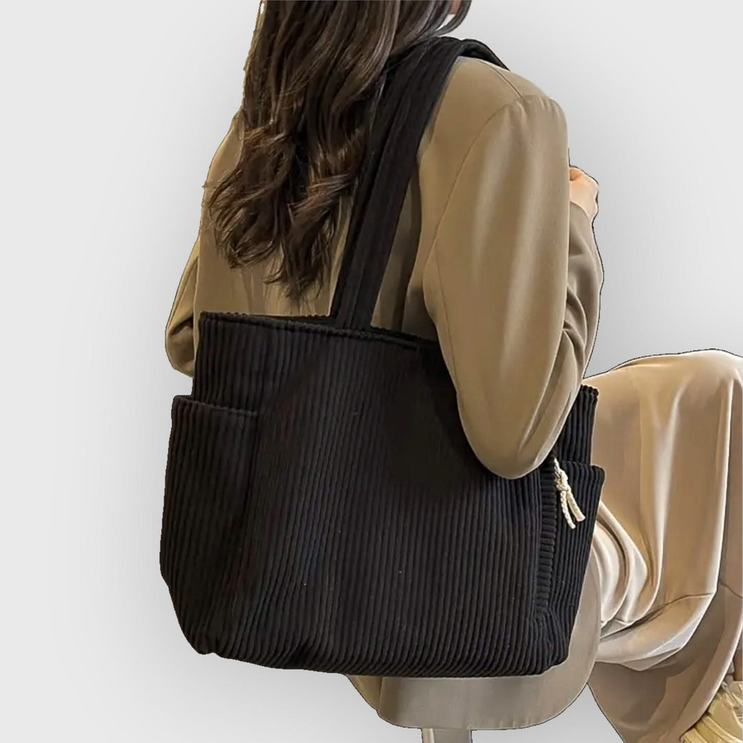Corduroy Rope-Detail Tote