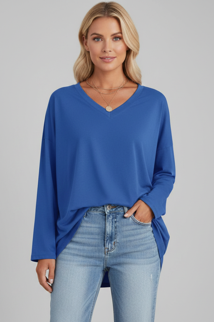 Hattie — V-Neck Long-Sleeve Top