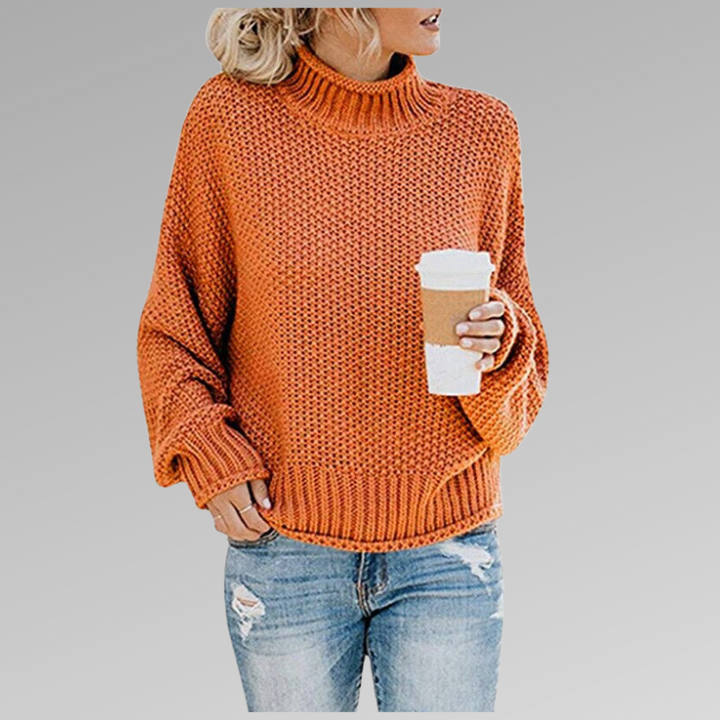 Lenora — High-Neck Draped Knit Jumper