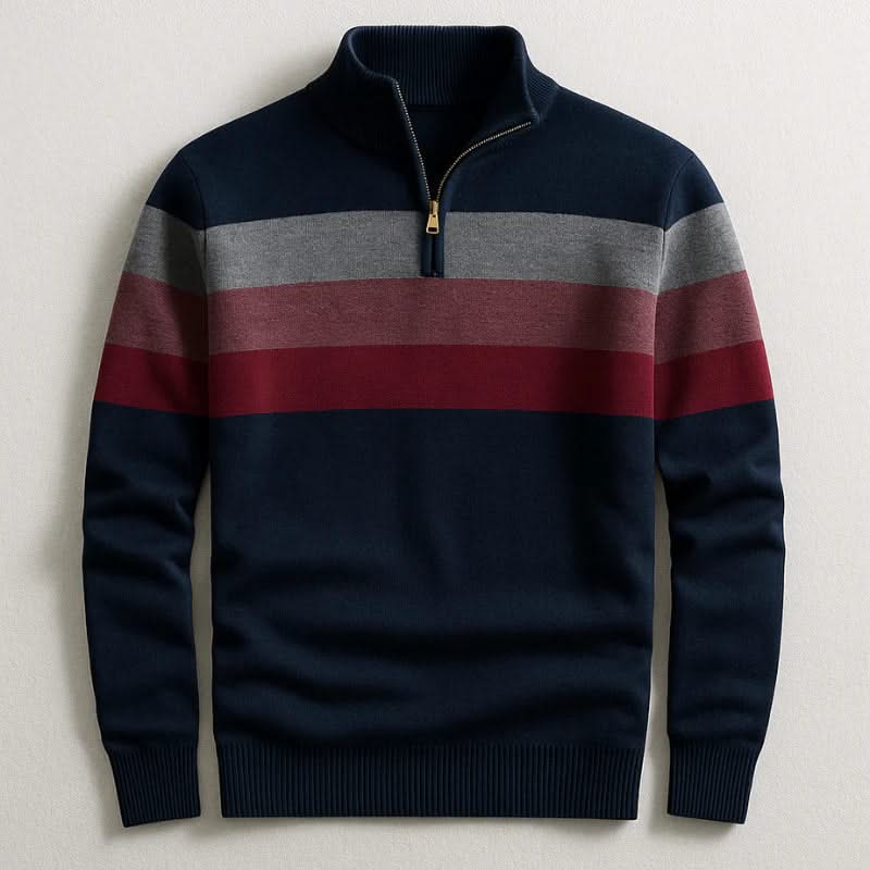Wes — Striped Quarter-Zip Pullover