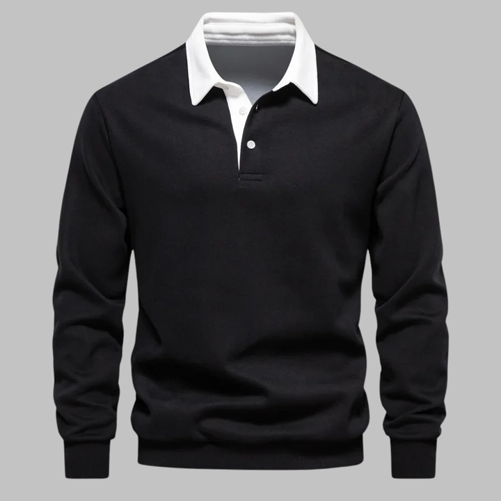 Grayson — Contrast-Collar Polo Sweater