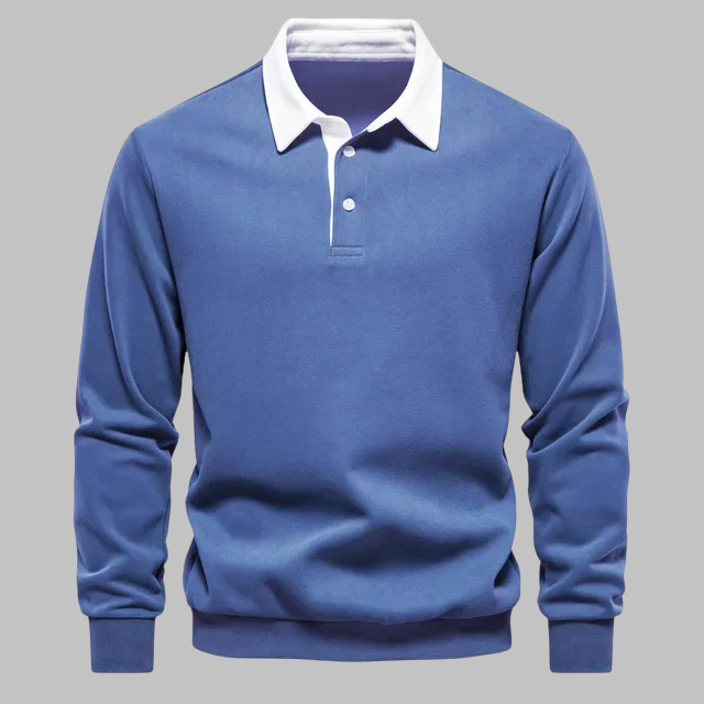 Grayson — Contrast-Collar Polo Sweater