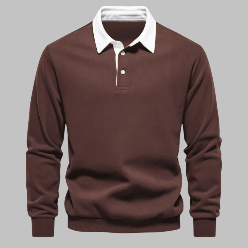 Grayson — Contrast-Collar Polo Sweater