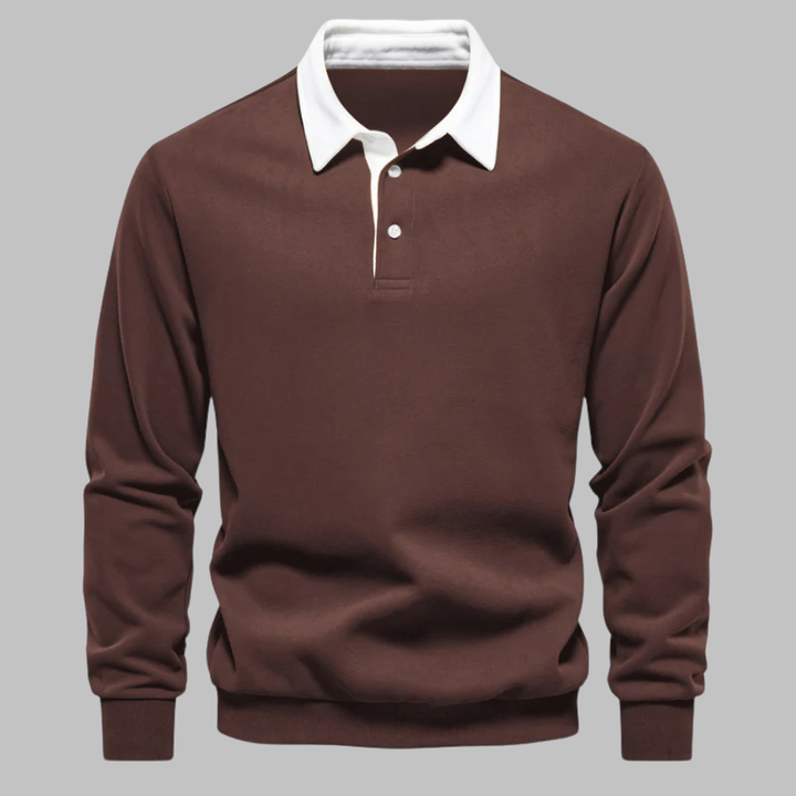 Grayson — Contrast-Collar Polo Sweater