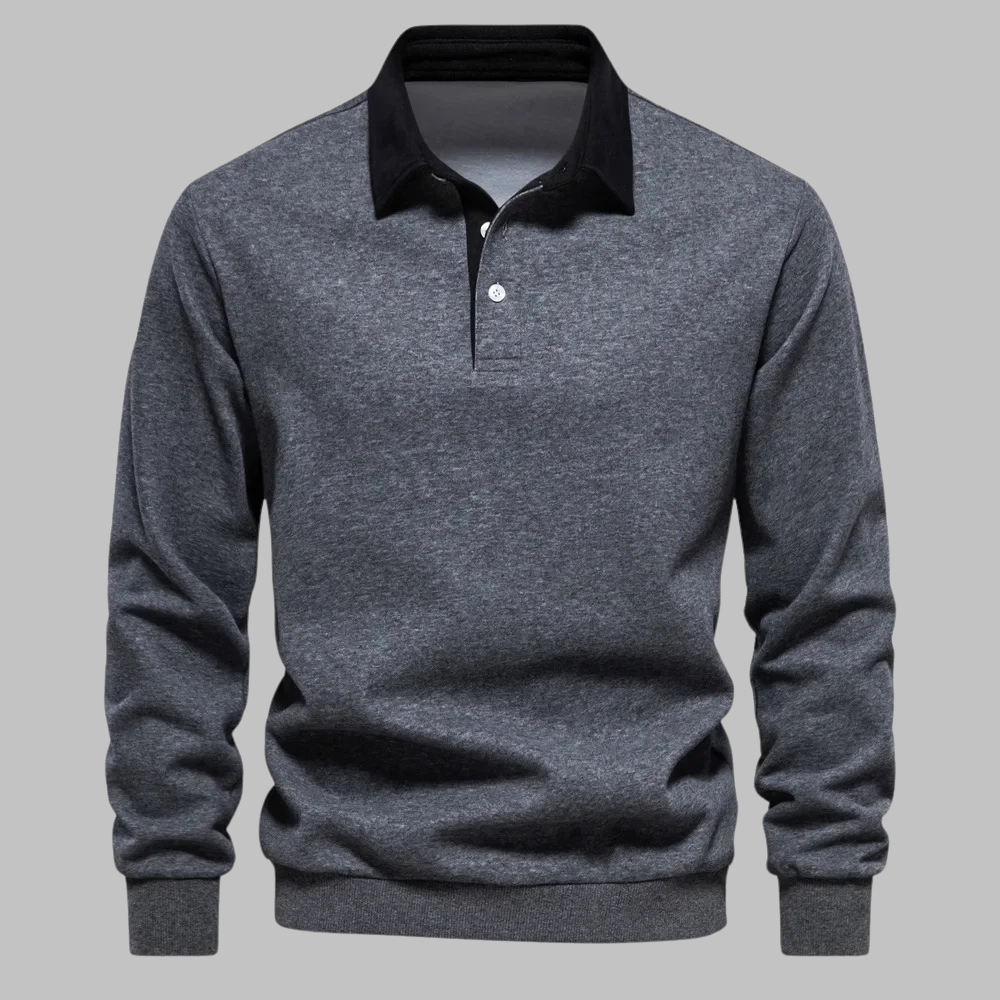 Grayson — Contrast-Collar Polo Sweater