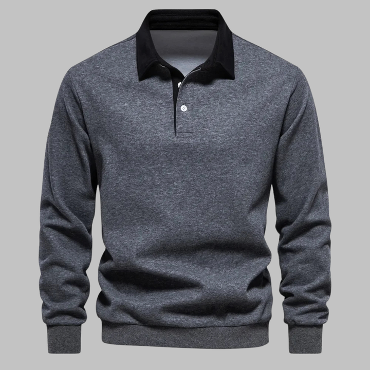Grayson — Contrast-Collar Polo Sweater