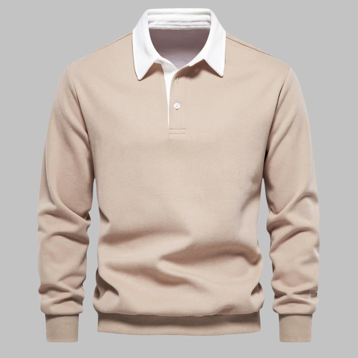 Grayson — Contrast-Collar Polo Sweater
