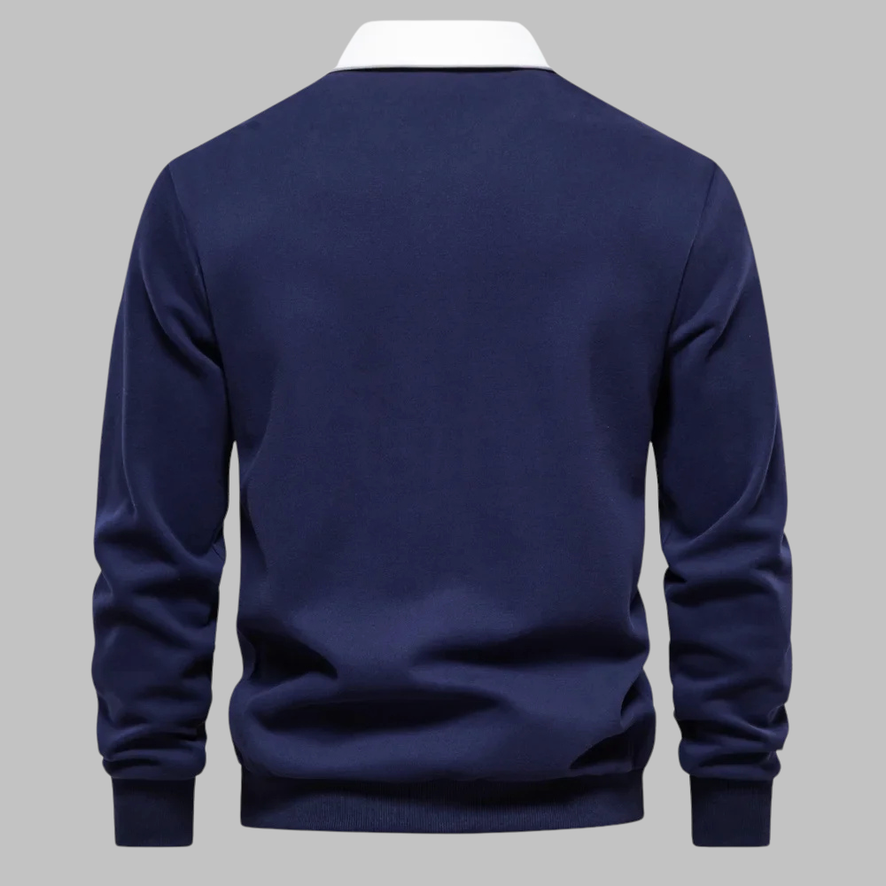Grayson — Contrast-Collar Polo Sweater
