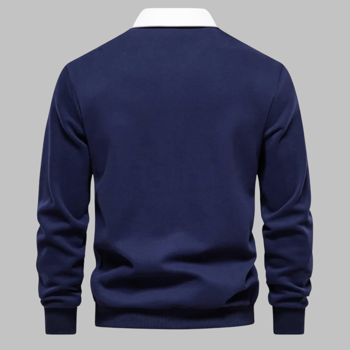 Grayson — Contrast-Collar Polo Sweater
