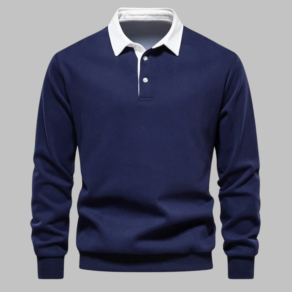 Grayson — Contrast-Collar Polo Sweater
