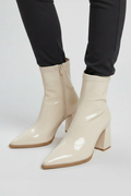 Thea Rose — Women's Patent-Effect Sock Booties