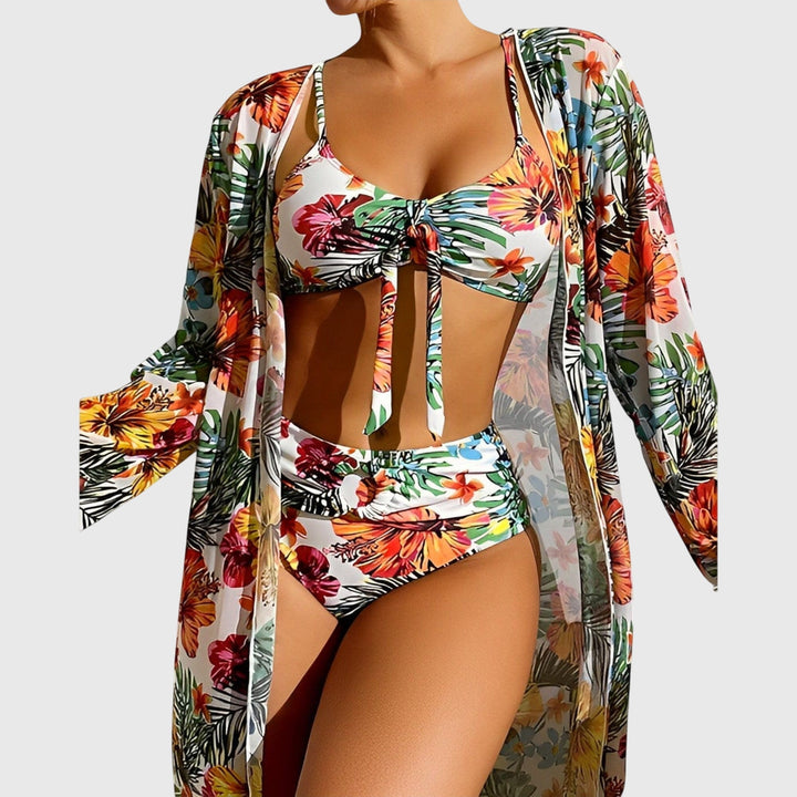 Sienna — Tropical High-Waisted Bikini &amp; Cover-Up