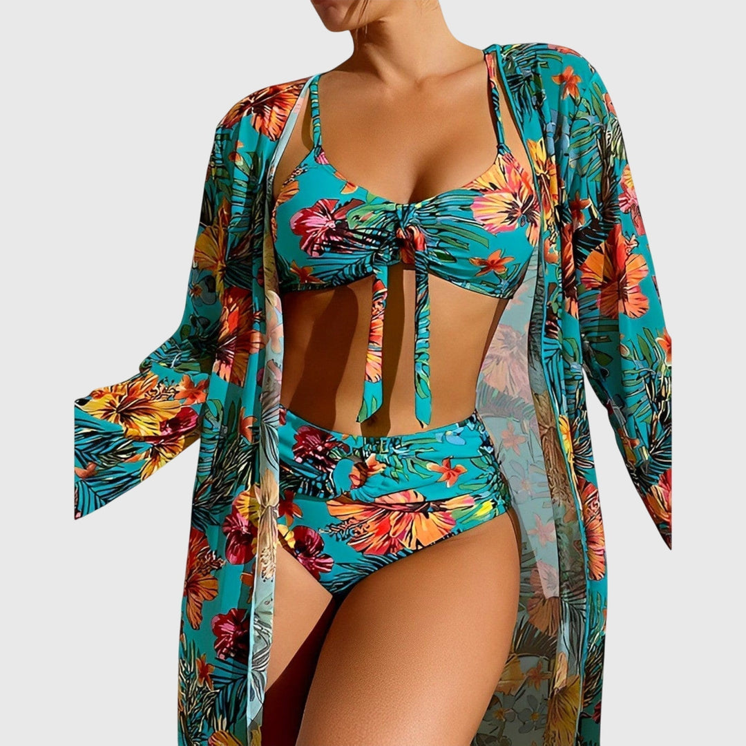 Sienna — Tropical High-Waisted Bikini &amp; Cover-Up