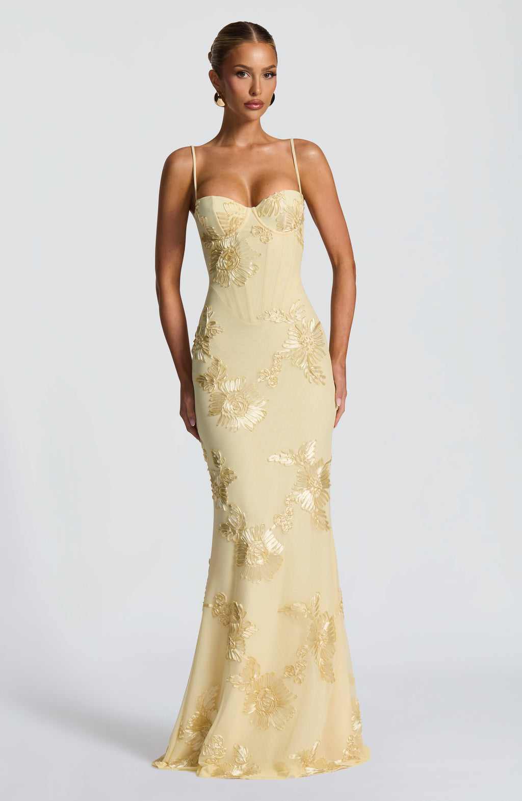 Everline — Floral Corset Evening Gown