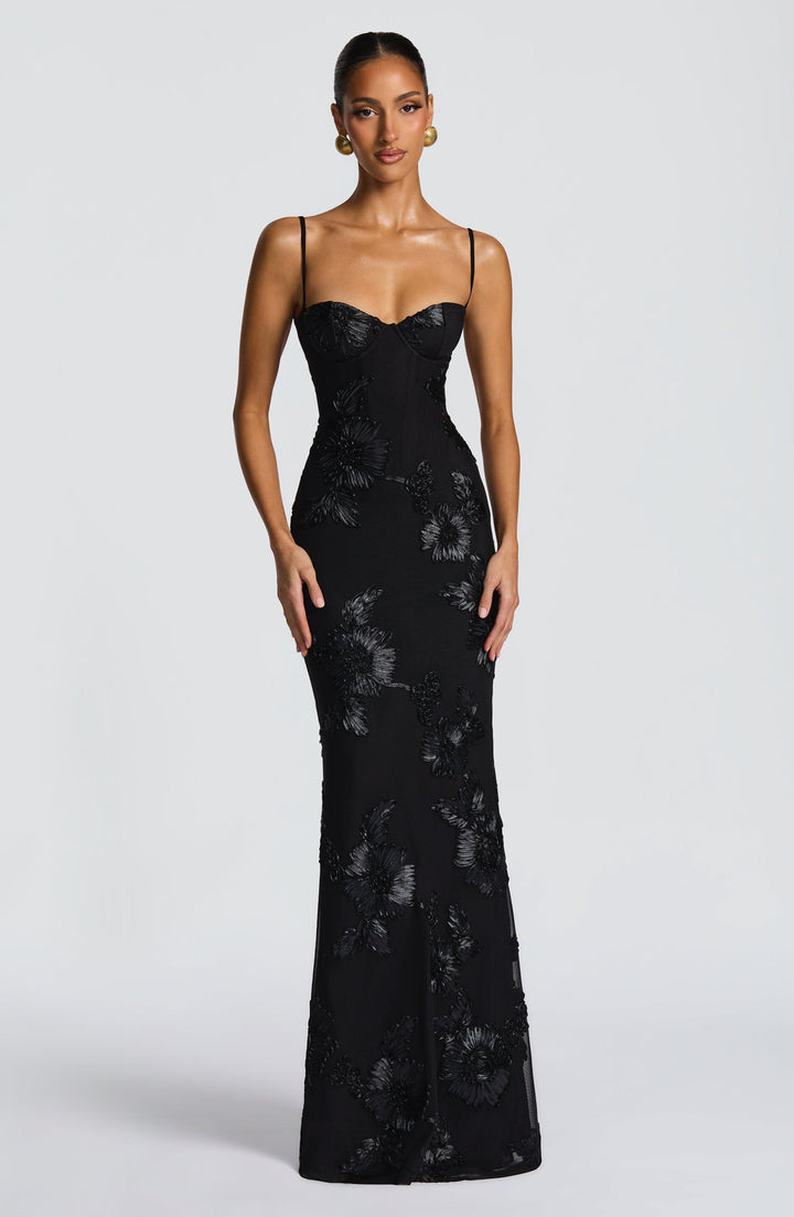 Everline — Floral Corset Evening Gown