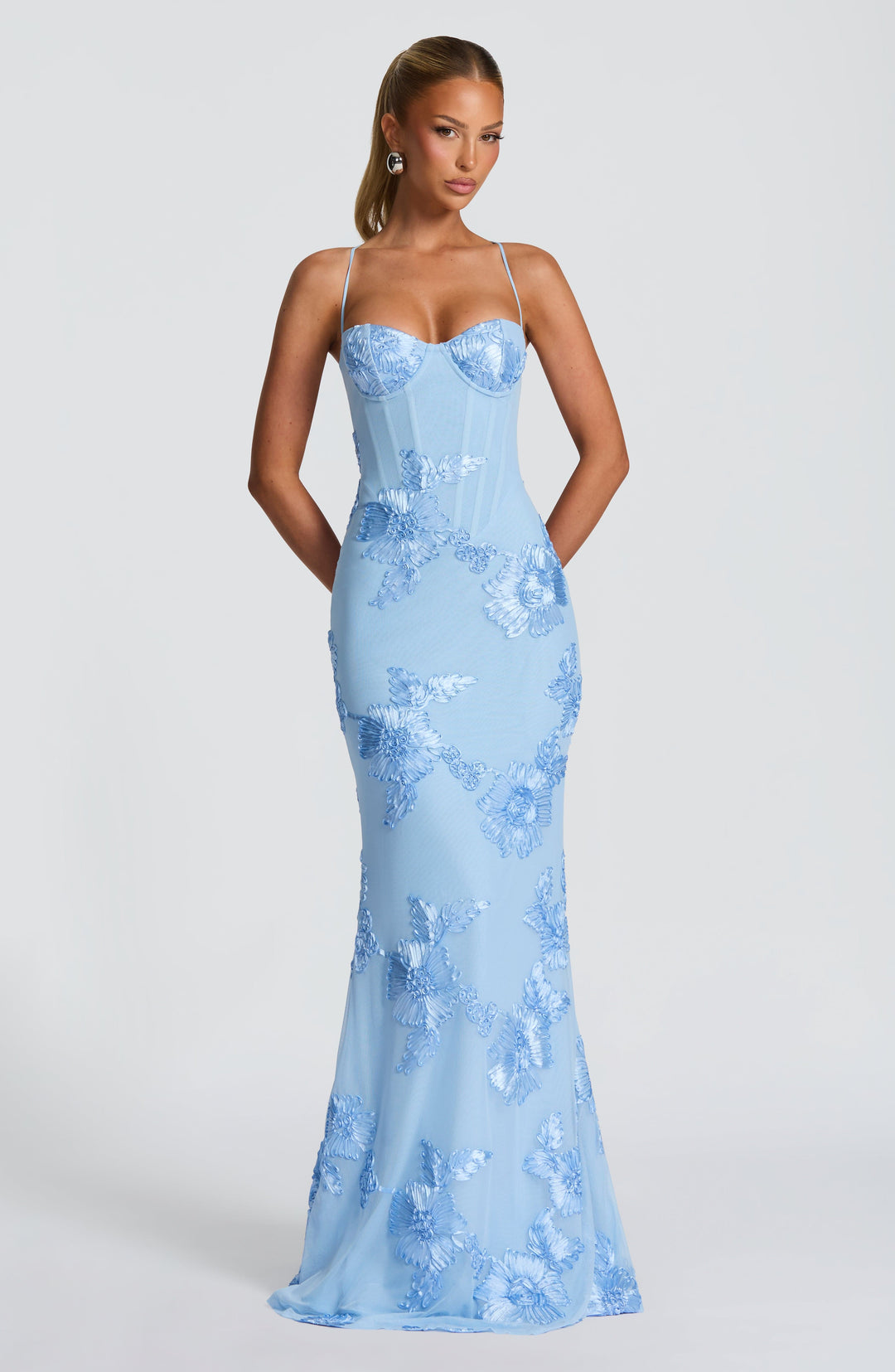 Everline — Floral Corset Evening Gown