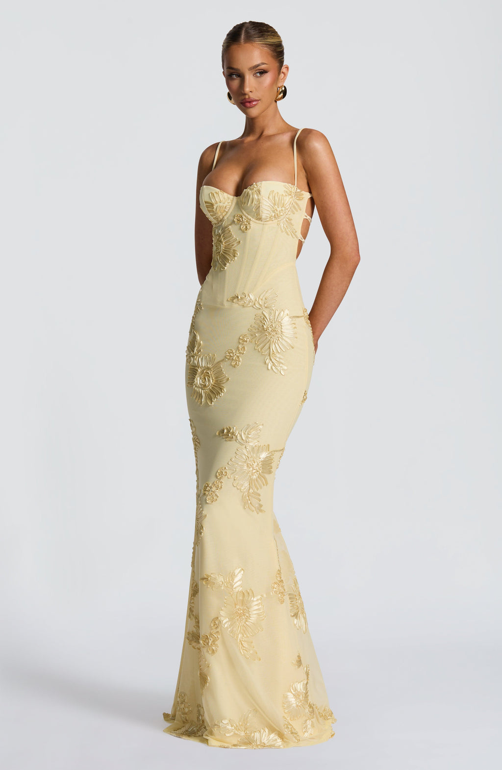 Everline — Floral Corset Evening Gown