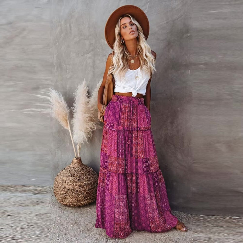 Zadie — Boho Floral Tiered Maxi Skirt