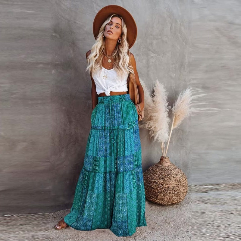 Zadie — Boho Floral Tiered Maxi Skirt