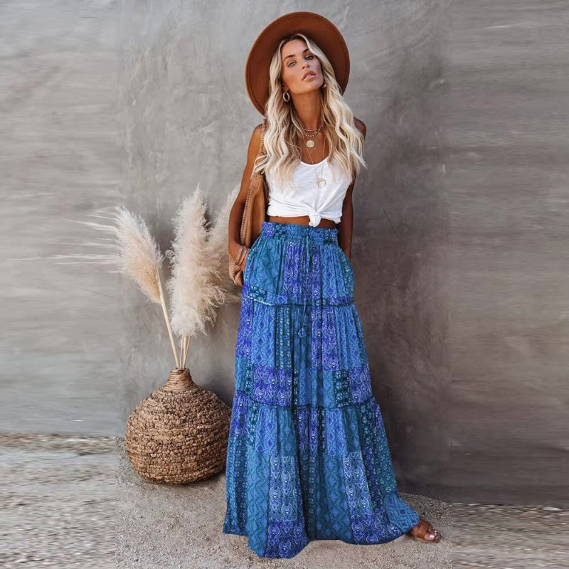 Zadie — Boho Floral Tiered Maxi Skirt