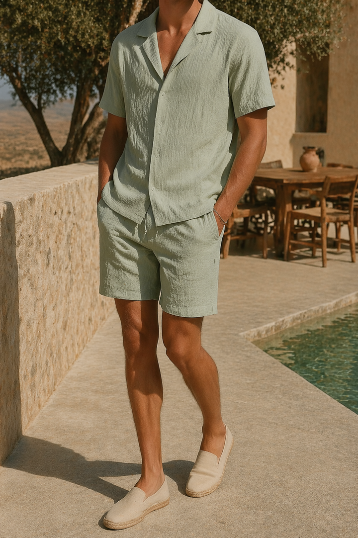 Chad — Linen Shirt &amp; Shorts Two-Piece Set