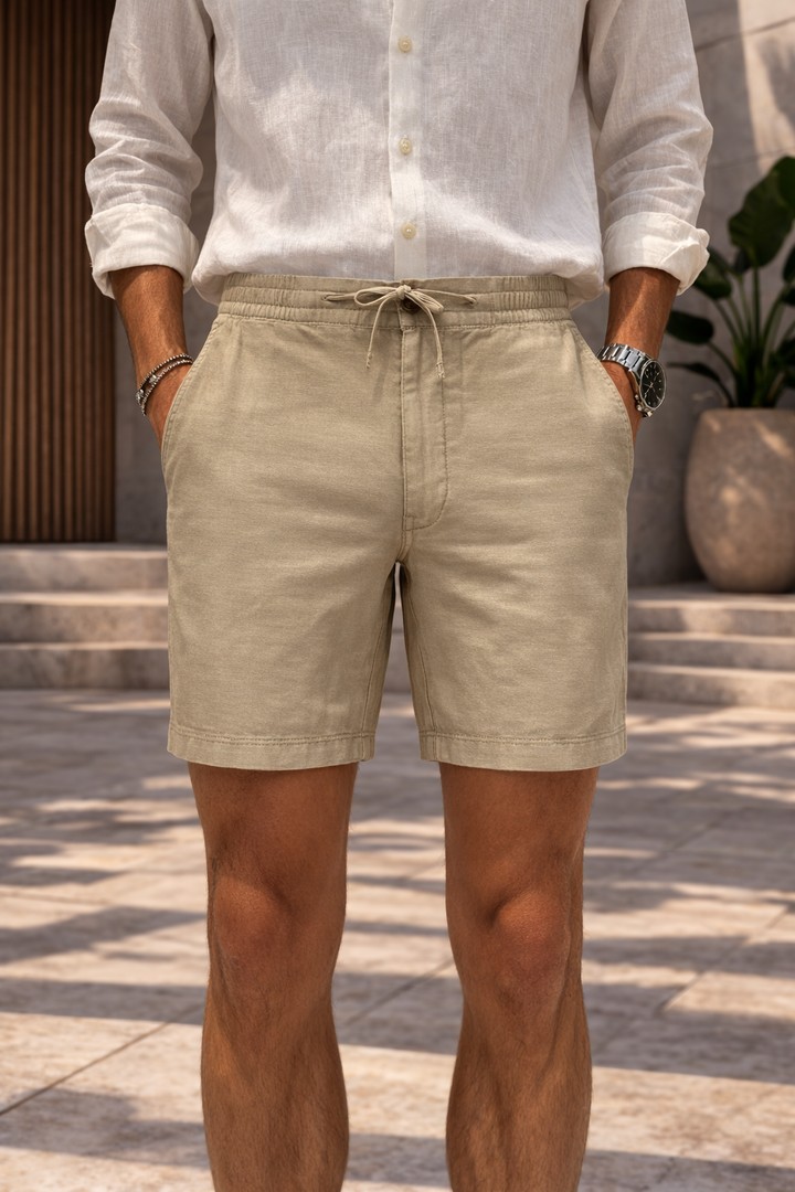 Stone — Cotton-Blend Drawstring Shorts