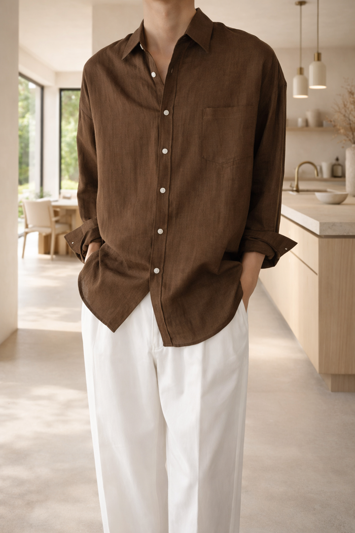 Kurt — Linen-Blend Long-Sleeve Shirt