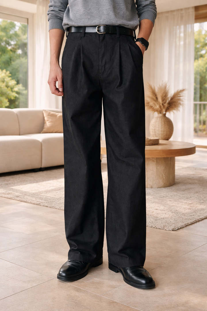 Brooks — Pleated Wide-Leg Jeans
