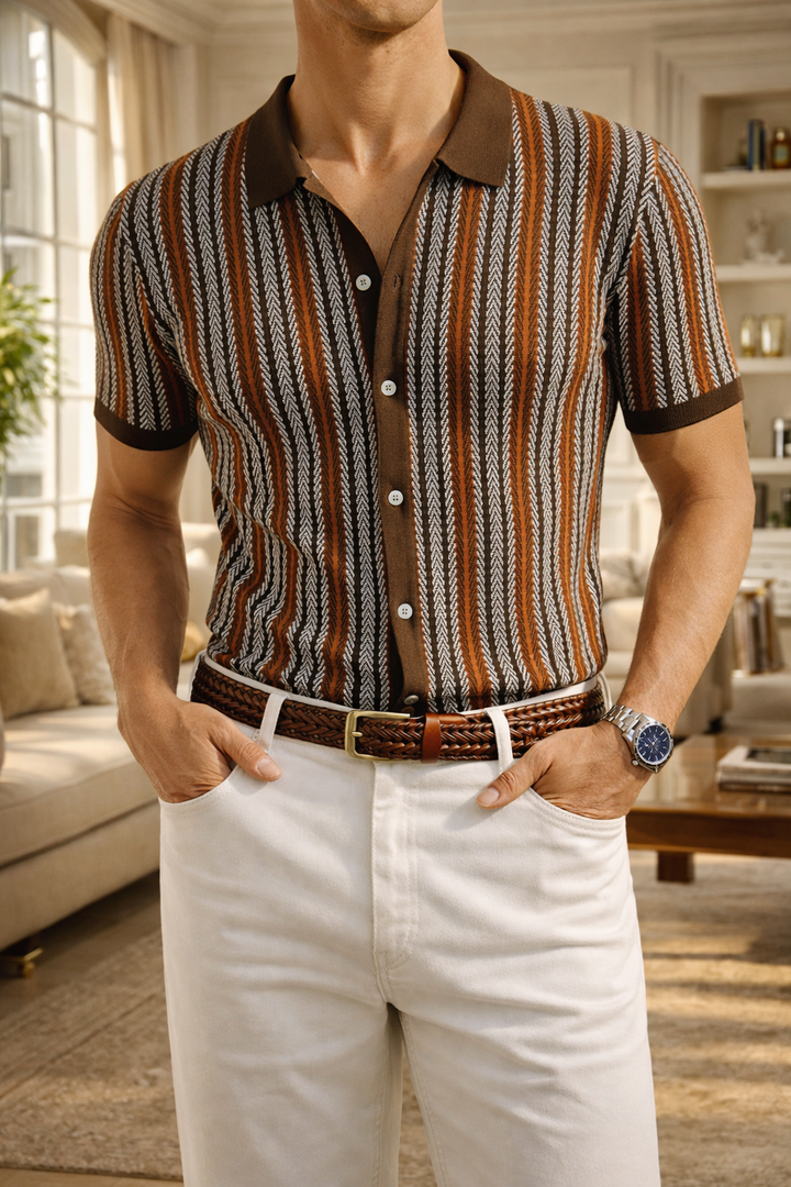 Craig — Textured Knit Button-Up Shirt