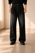 Grady — Wide-Leg Pleated Jeans