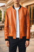 Ferris — Rib-Trim Leather Bomber